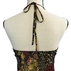 FANG Tops - Fang Brown % Burgundy Sequin Halter Top FANG Tops - Fang Brown % Burgundy Sequin Halter Top